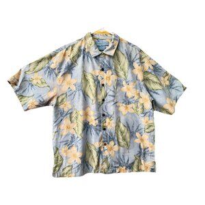 Bermuda Bay Short Sleeve  Coastal‎ Hawaiian Shirt Men's Size Large   100% Silk